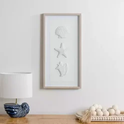Kirklands Home Wall Plaques|Shells Shadowbox Wall Plaque White