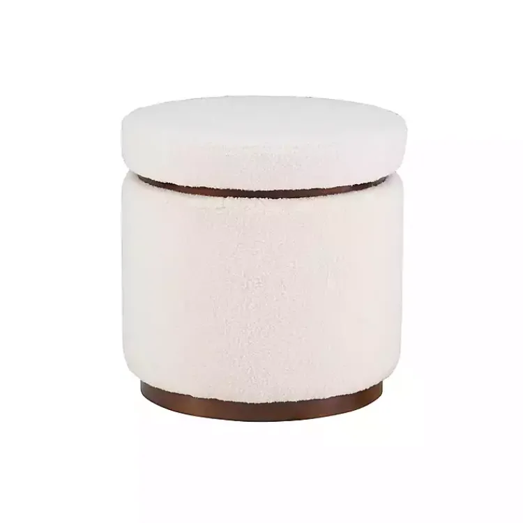 Kirklands Home Benches & Ottomans|Sherpa Upholstered Storage Ottoman White