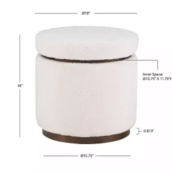 Kirklands Home Benches & Ottomans|Sherpa Upholstered Storage Ottoman White