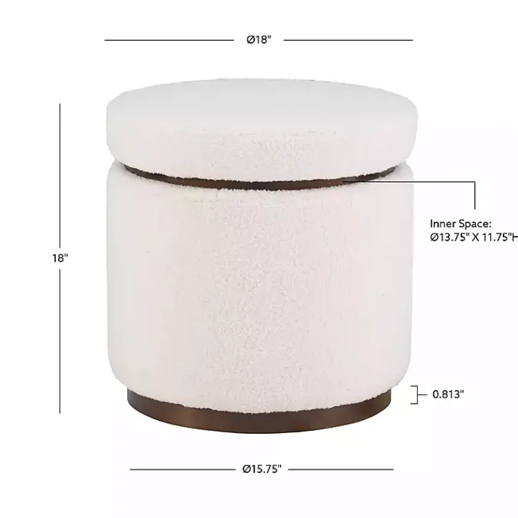 Kirklands Home Benches & Ottomans|Sherpa Upholstered Storage Ottoman White