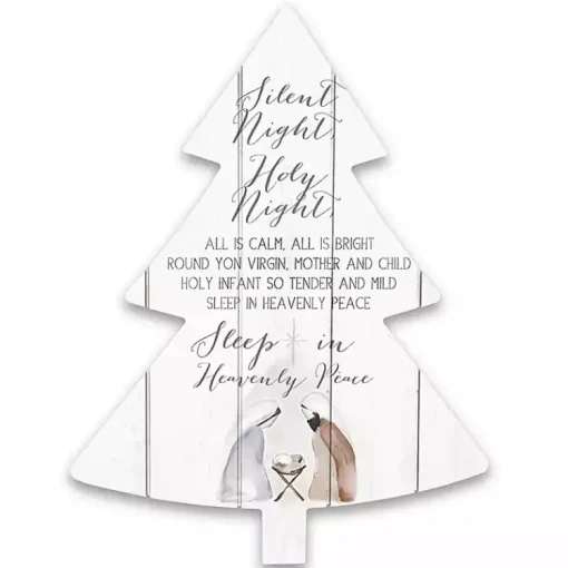 Sale Silent Night Christmas Tree Wall Plaque Christmas Art & Wall Decor