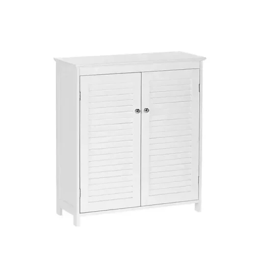Kirklands Home Bathroom Furniture|Slatted 2-Door Bathroom Storage Cabinet White