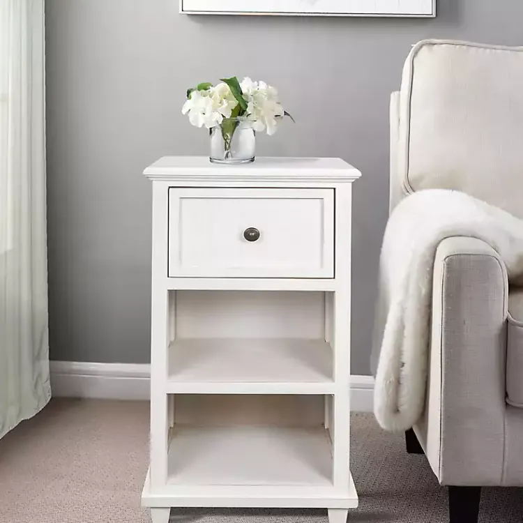 Kirklands Home Accent & End Tables|Slim Wooden 2-Shelf Side Table White