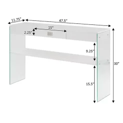 Kirklands Home Console Tables|Soho Glass Console Table with Shelf White