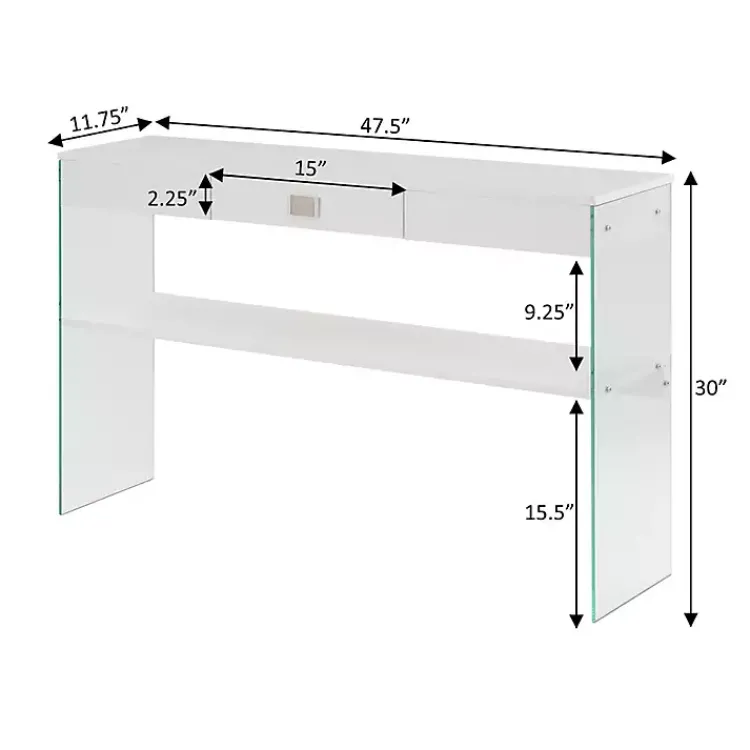 Kirklands Home Console Tables|Soho Glass Console Table with Shelf White