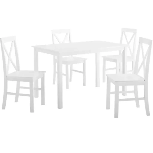 Kirklands Home Dining Sets|White Solid Wood 5-pc. Dining Set
