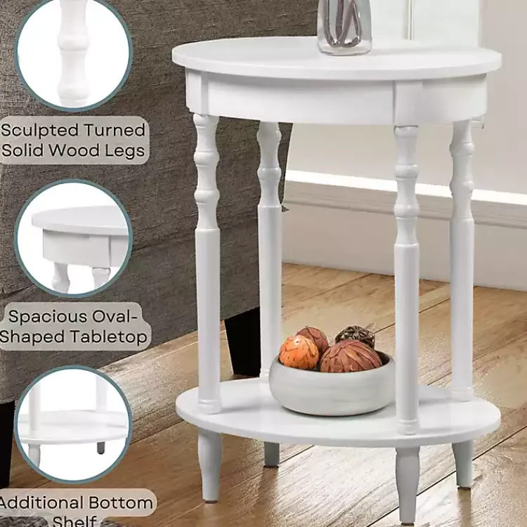 Kirklands Home Accent & End Tables|Spindle Legs Oval Accent Table White