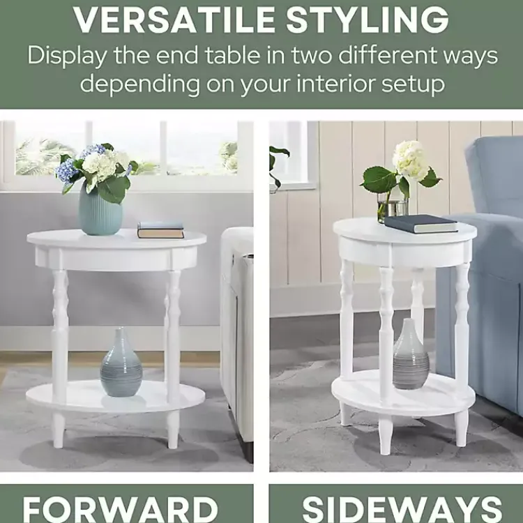Kirklands Home Accent & End Tables|Spindle Legs Oval Accent Table White