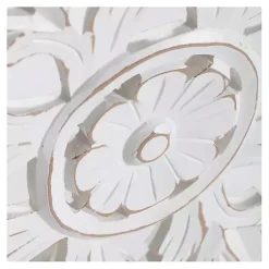 Kirklands Home Wall Plaques|Sqaure Medallion Wood Plaque White