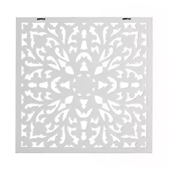 Kirklands Home Wall Plaques|Sqaure Medallion Wood Plaque White