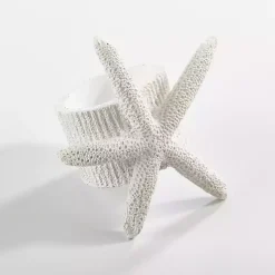 Kirklands Home Table Linens|White Starfish Napkin Rings, Set of 4