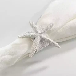 Kirklands Home Table Linens|White Starfish Napkin Rings, Set of 4