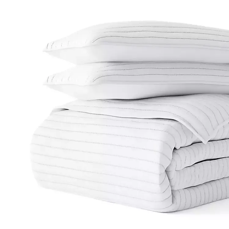 Kirklands Home Quilts|Stitched Stripes 3-pc. Queen Quilt Set White