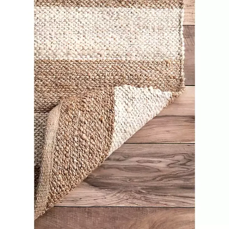 Kirklands Home Area Rugs|White Stripe Jute Area Rug, 5x8
