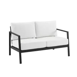 Kirklands Home Outdoor Seating|White Sunbrella Cushions Holland Outdoor Loveseat