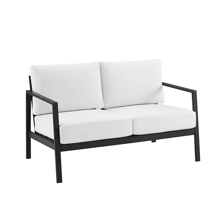 Kirklands Home Outdoor Seating|White Sunbrella Cushions Holland Outdoor Loveseat