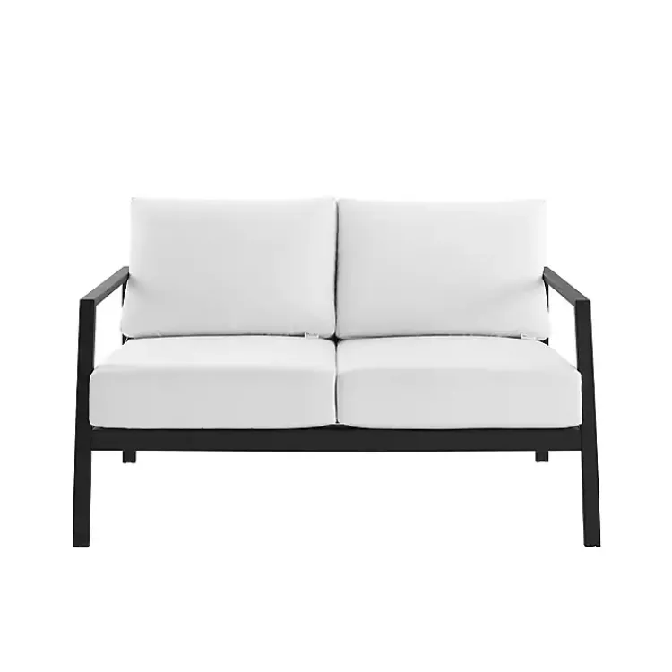 Kirklands Home Outdoor Seating|White Sunbrella Cushions Holland Outdoor Loveseat