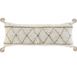 Online White Textured Diamond Lumbar Pillow Pillows