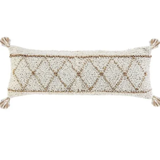 Online White Textured Diamond Lumbar Pillow Pillows