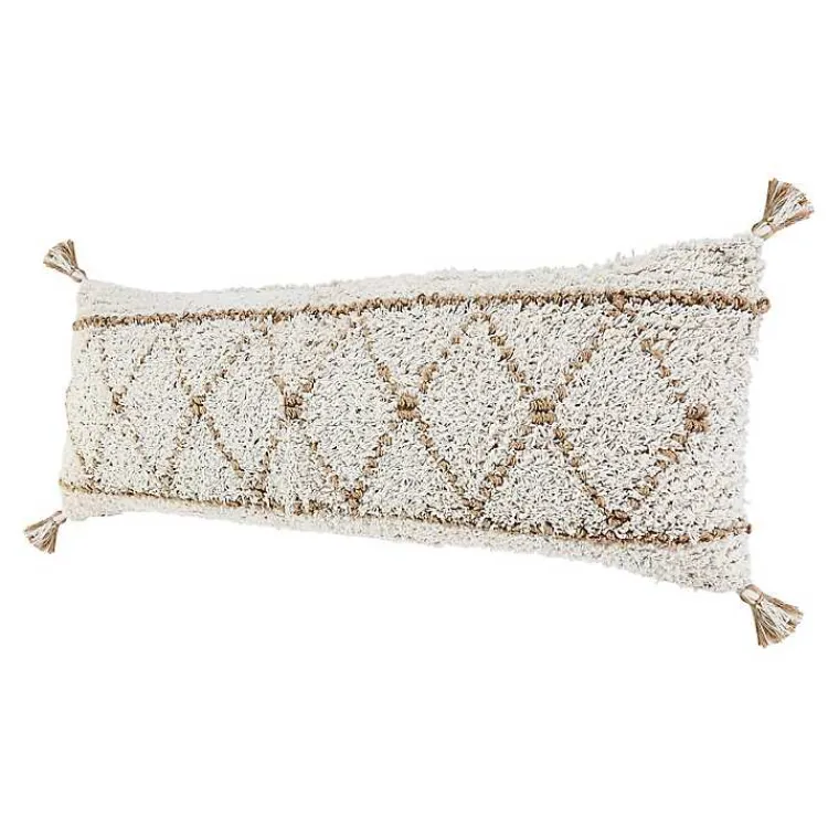 Online White Textured Diamond Lumbar Pillow Pillows