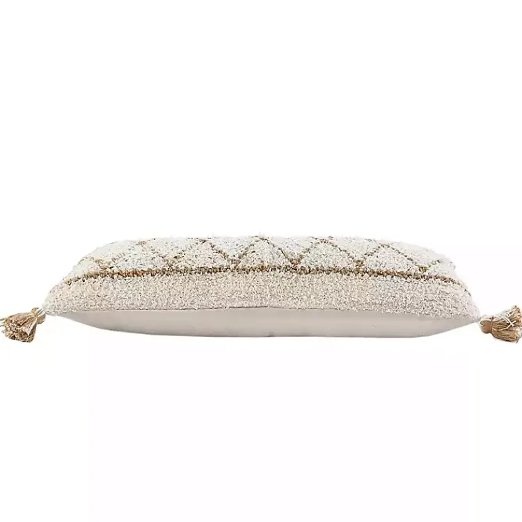 Online White Textured Diamond Lumbar Pillow Pillows