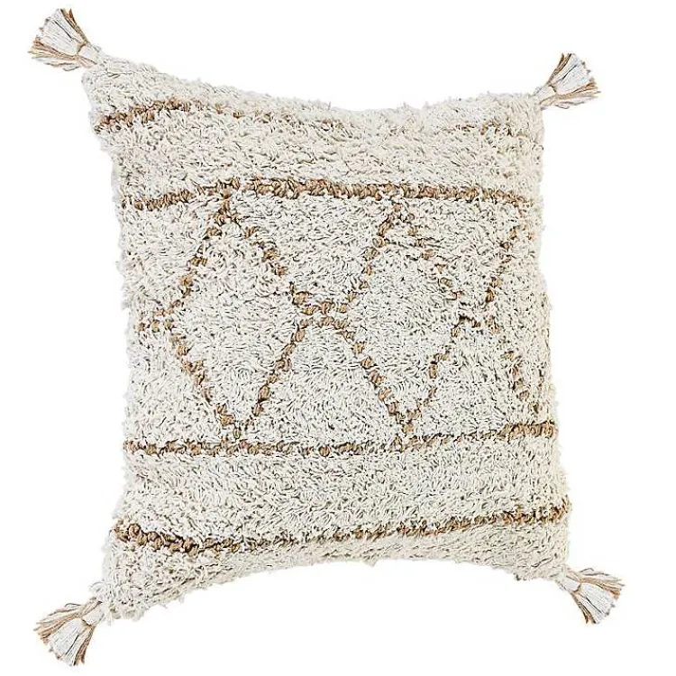 Sale White Textured Diamond Throw Pillow Pillows