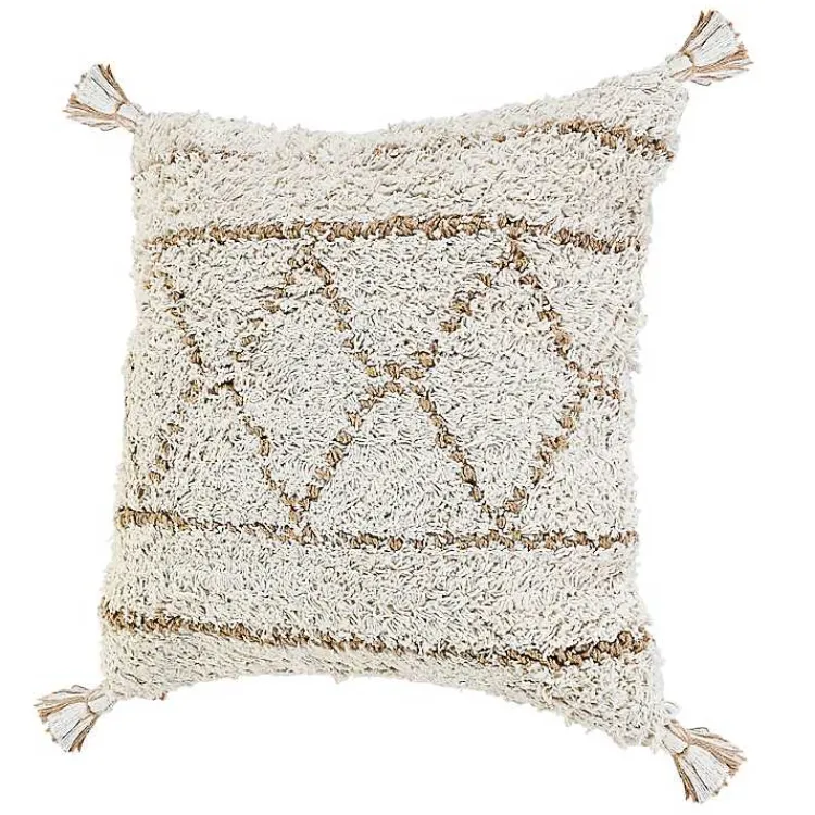 Sale White Textured Diamond Throw Pillow Pillows