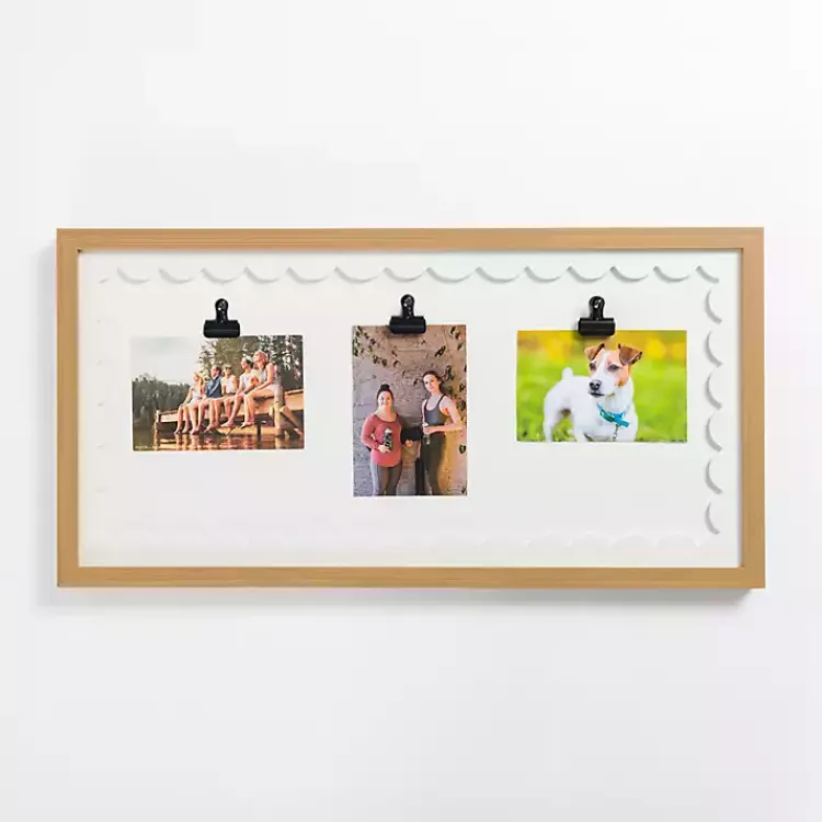 Hot White Three Clip Scalloped Collage Picture Frame Collage Frames
