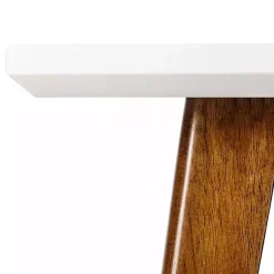 Kirklands Home Accent & End Tables|White Top and Pecan Wood Mid-Century Modern Table Brown