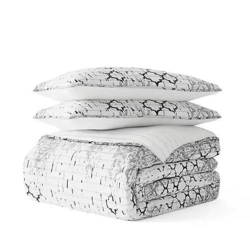 Kirklands Home Quilts|White Trellis Reversible 3-pc. King Quilt Set