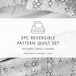 Kirklands Home Quilts|White Trellis Reversible 3-pc. King Quilt Set
