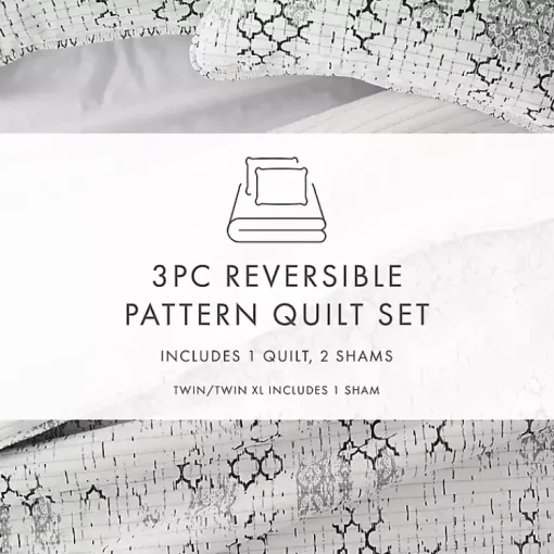 Kirklands Home Quilts|White Trellis Reversible 3-pc. King Quilt Set