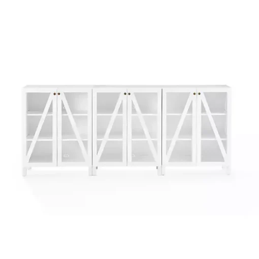 Kirklands Home Tv Stands & Media Consoles|Triangle 6-Door Wood Media Cabinet White