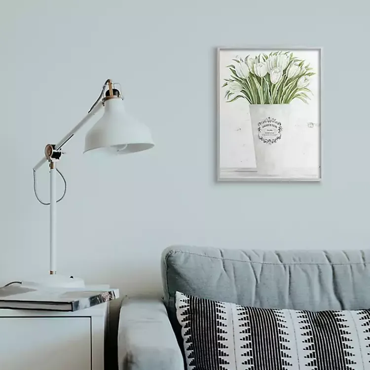 Kirklands Home Framed Art|White Tulip Bouquet in a Vase Framed Art Print