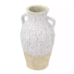 Discount White Two-Tone Ceramic Jug Vase with Handles Vases
