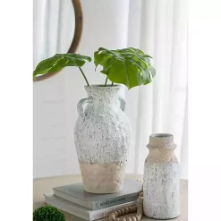 Discount White Two-Tone Ceramic Jug Vase with Handles Vases