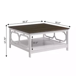 Kirklands Home Coffee Tables|White Two-Tone Geometric Sides Square Coffee Table