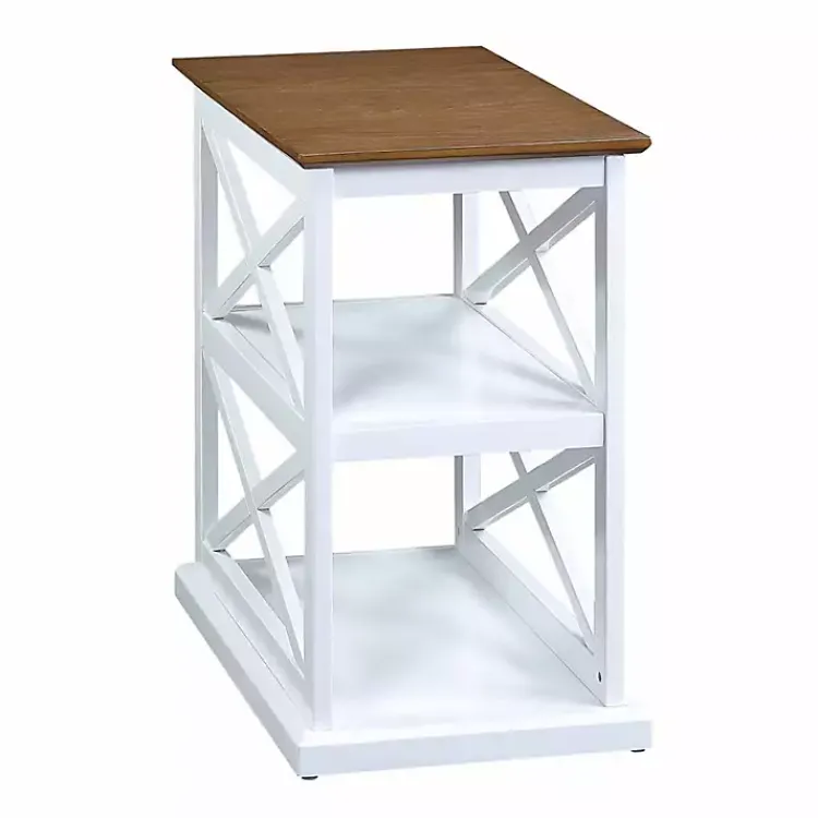 Kirklands Home Accent & End Tables|Two-Tone Wood Double X Sides Accent Table White
