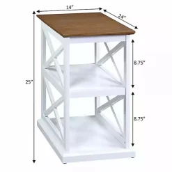 Kirklands Home Accent & End Tables|Two-Tone Wood Double X Sides Accent Table White