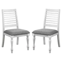 Kirklands Home Dining Chairs|White Upholstered Claire Dining Chairs, Set of 2 Gray