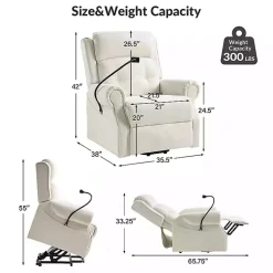 Kirklands Home Accent Chairs|Upholstered Lift Assist Massaging Recliner White