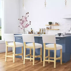 Kirklands Home Bar Stools & Counter Height Stools|Upholstered Wood Counter Stool White
