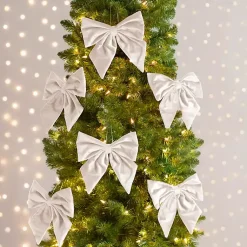 Hot Velvet Bow 6-pc. Ornament Set, 8 in. Christmas Ornaments