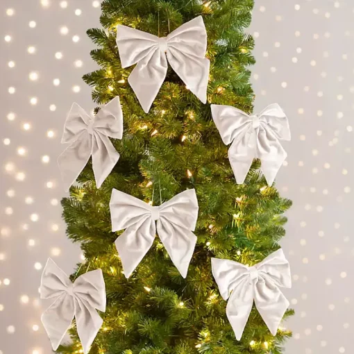 Hot Velvet Bow 6-pc. Ornament Set, 8 in. Christmas Ornaments