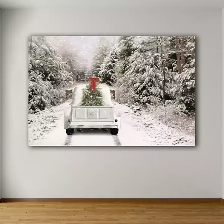 Best Vintage Truck and Trees Canvas Art Print Christmas Art & Wall Decor
