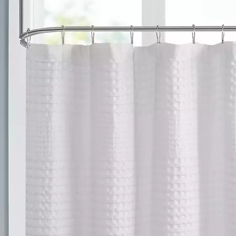 Kirklands Home Shower Curtains|Waffle Cotton Shower Curtain White