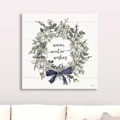 New Warm Winter Wishes Wreath Canvas Art Print Christmas Art & Wall Decor