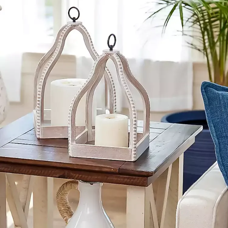 New Washed Beaded Open Lantern, 16 in. Lanterns