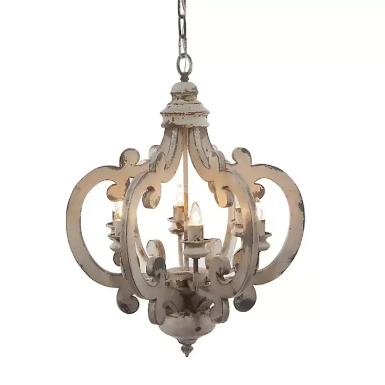 Kirklands Home Chandeliers & Pendant Lighting|Washed Vintage Crown Chandelier White