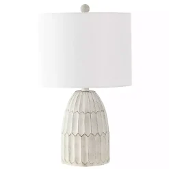 Kirklands Home Table Lamps|Weathered Geometric Table Lamp White